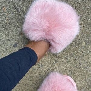 Carnation Real Fur Custom Slides sizes 7.5,8,8.5 only